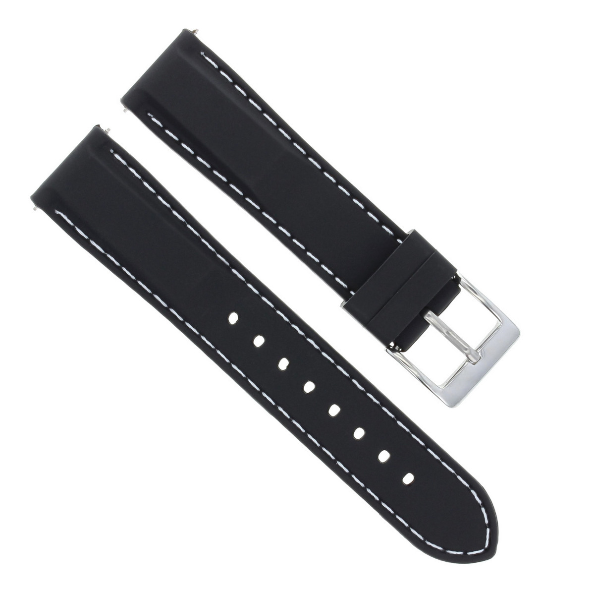 20MM SOFT RUBBER DIVER BAND STRAP FOR GUCCI WATCH BLACK WHITE STITCH