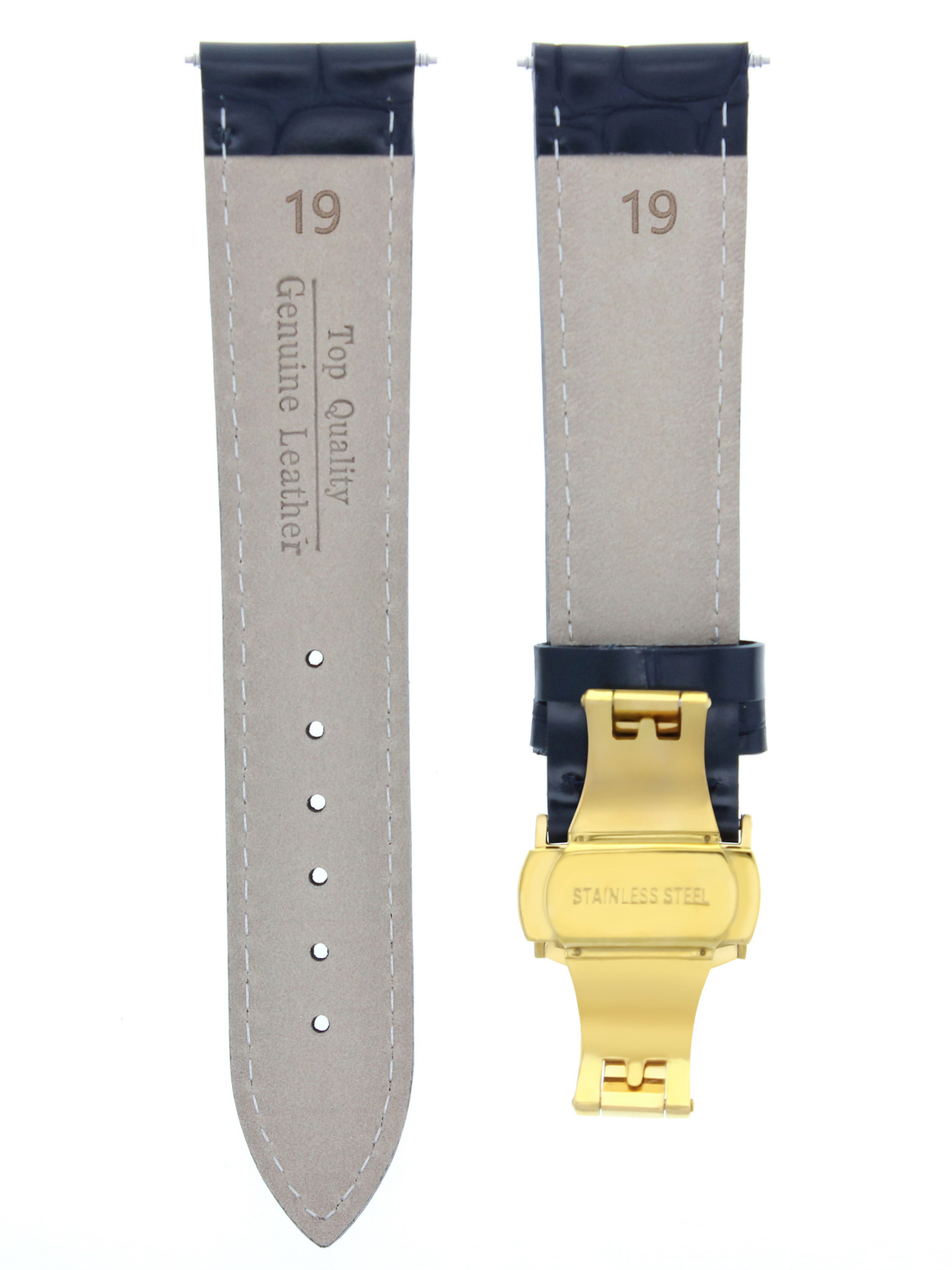 19MM LEATHER STRAP WATCH BAND FOR SEIKO SNE 039 WATCH DEPLOYMENT CLASP