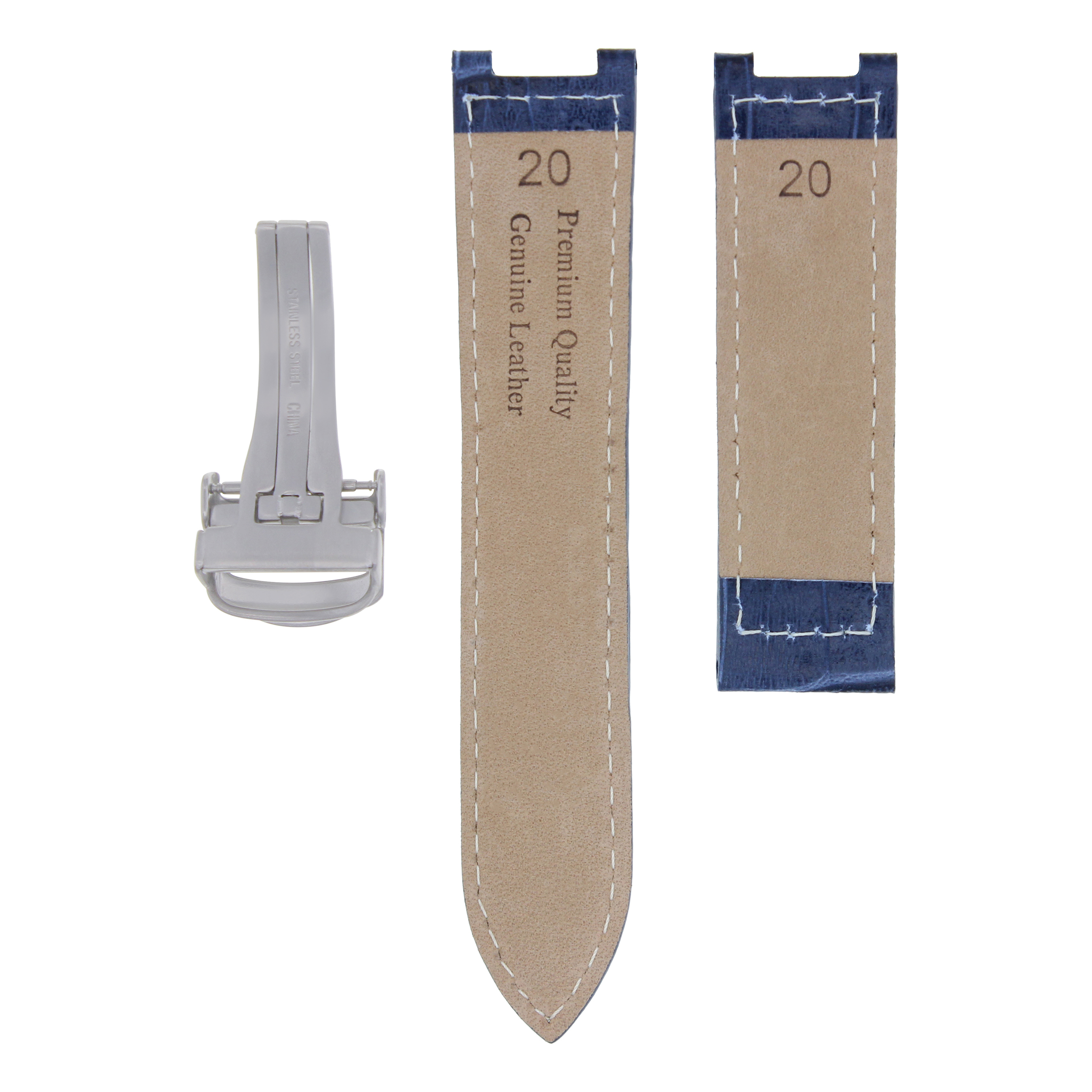 LEATHER WATCH BAND DEPLOYMENT CLASP FIT CARTIER SEATIMER 2790 WATCH