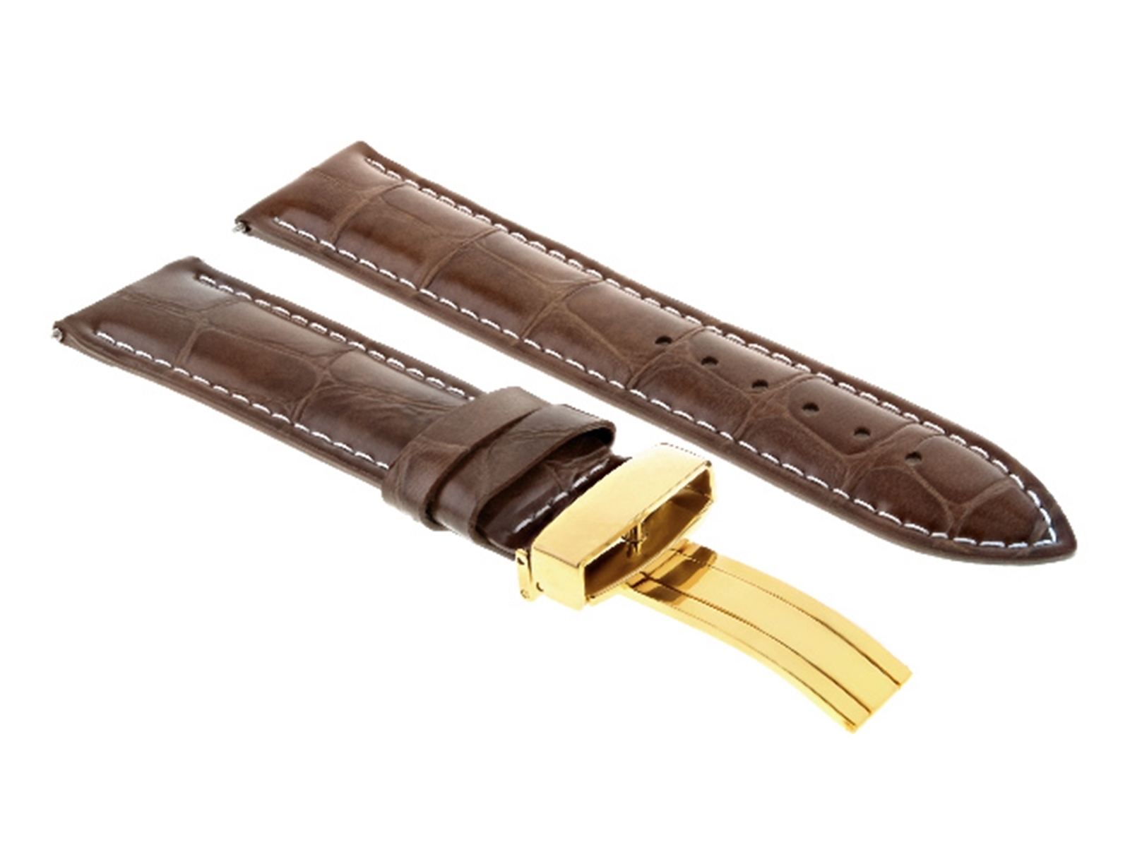 19MM LEATHER WATCH STRAP BAND DEPLOYMENT CLASP BUCKLE FOR OMEGA L/BROWN