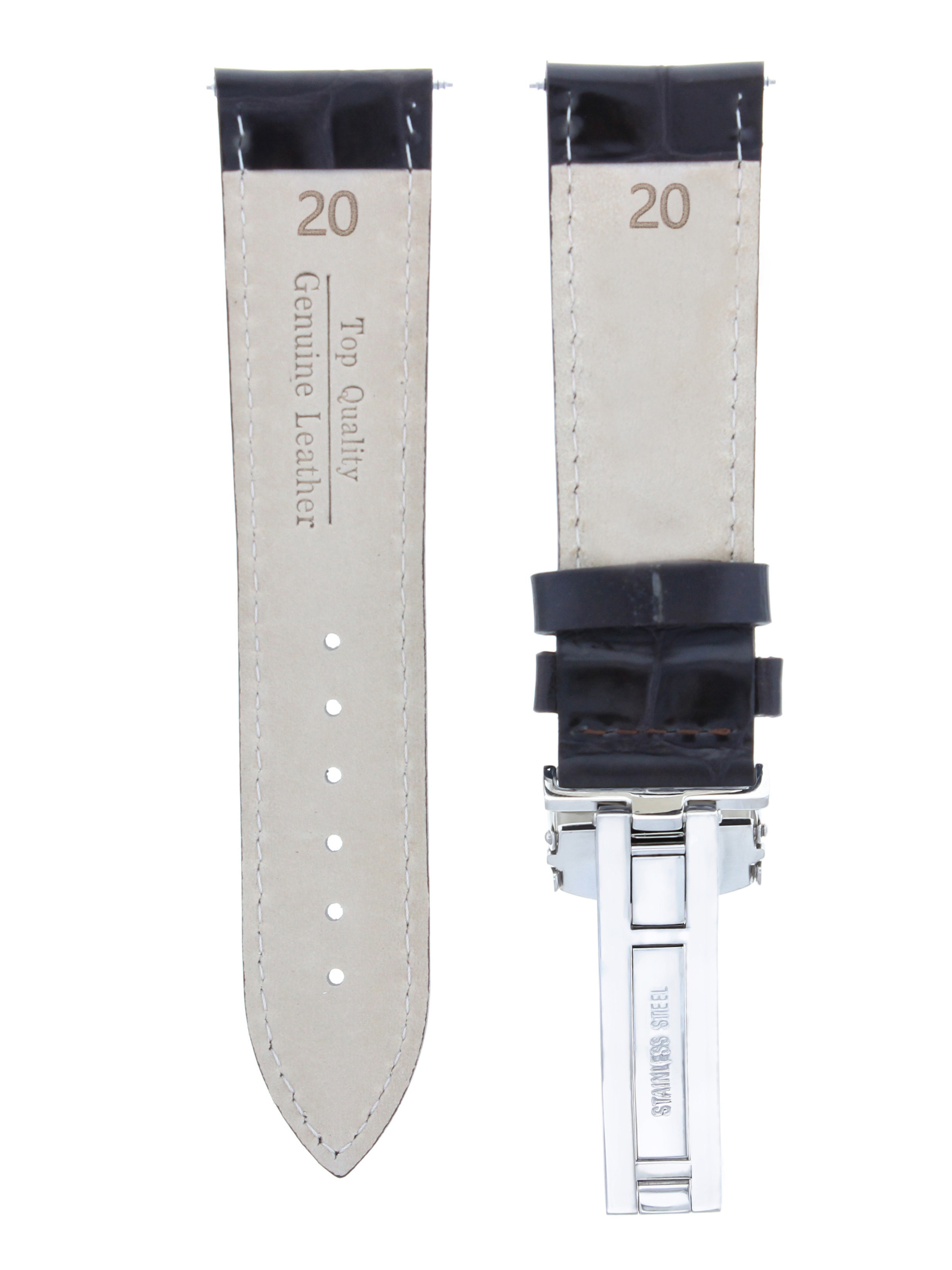 20MM LEATHER WATCH BAND STRAP DEPLOYMENT CLASP FOR OMEGA SEAMASTER