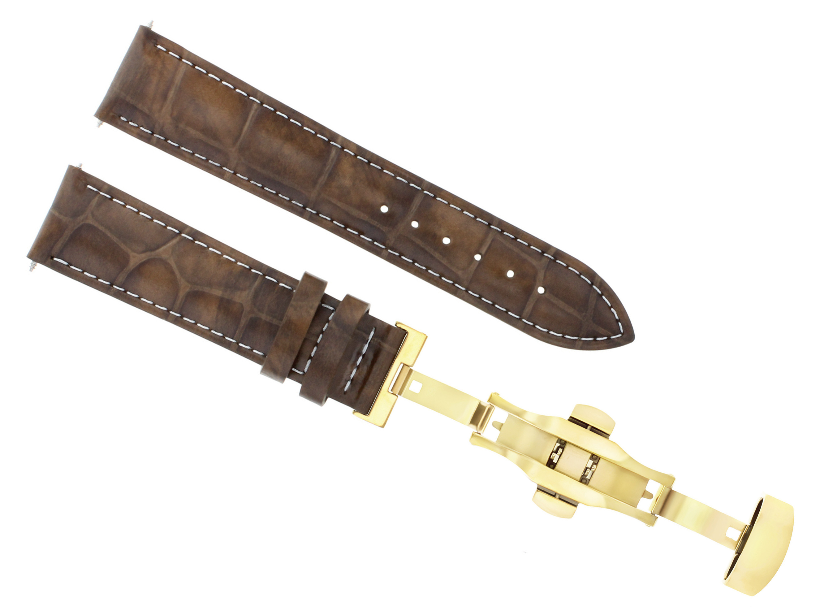 20MM LEATHER WATCH BAND STRAP DEPLOYMENT CLASP FOR MOVADO WATCH L/BROWN