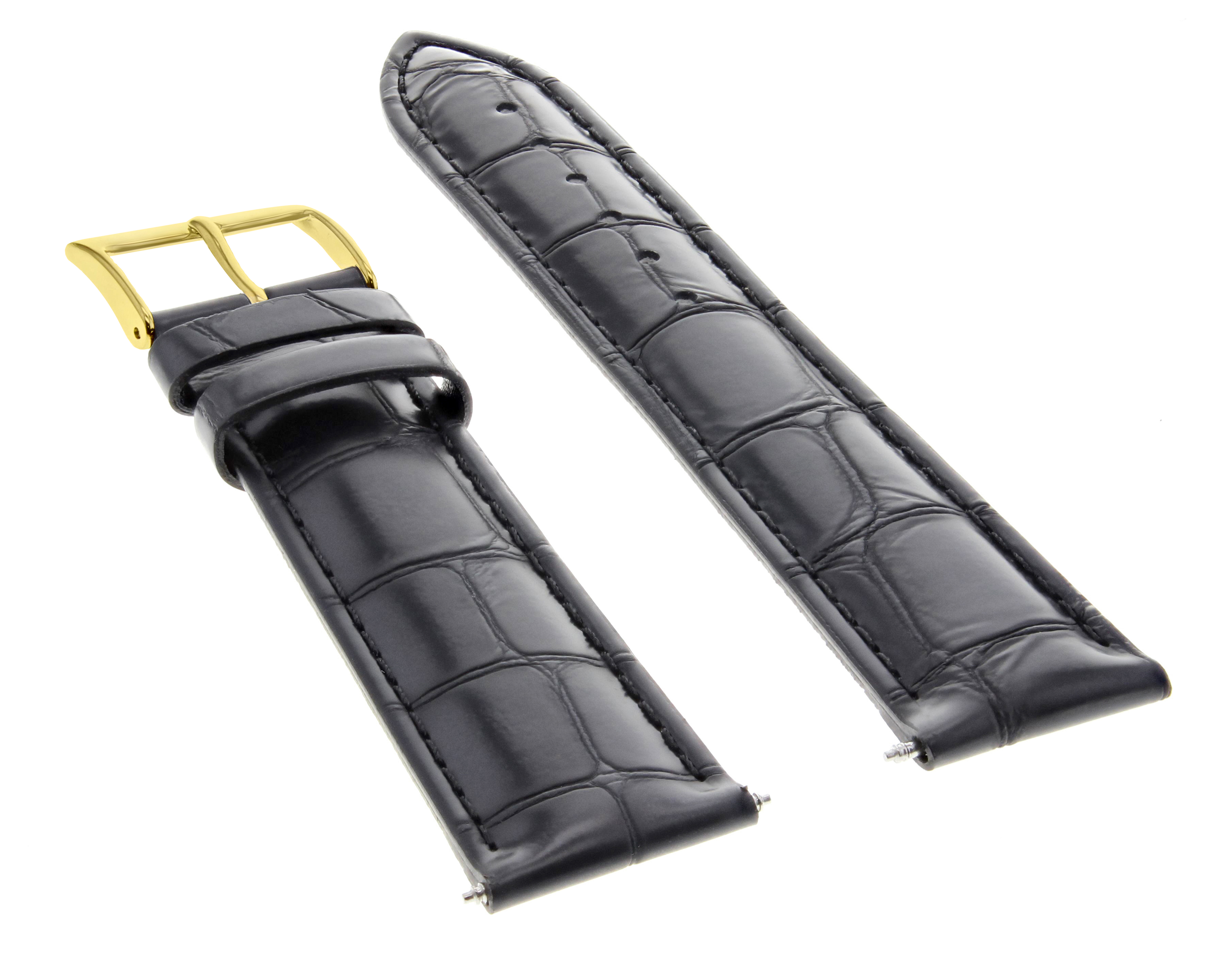 24MM LEATHER BAND STRAP FOR OMEGA SEAMASTER RAILMASTER BLACK