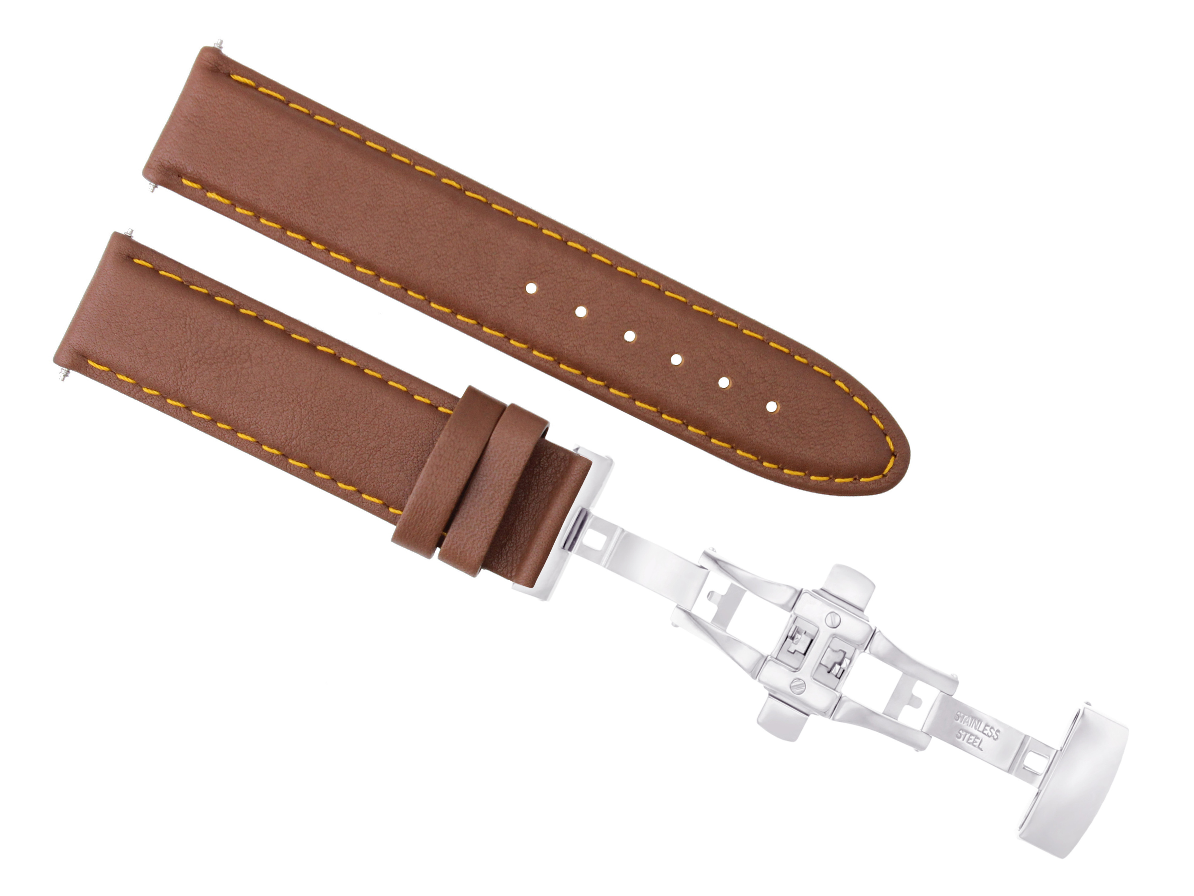 18MM LEATHER WATCH STRAP SMOOTH BAND FOR OMEGA SEAMASTER WATCH L/BROWN