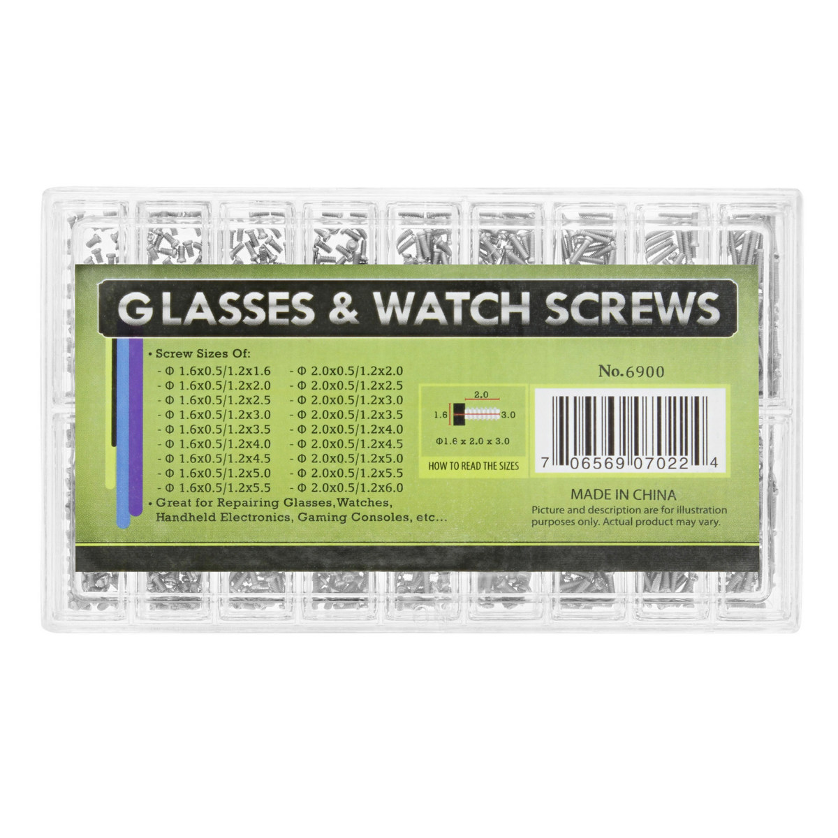 900 ASSORTMENT MICRO WATCH SCREW FOR WATCH JEWELRY REPAIR AND EYEGLASS