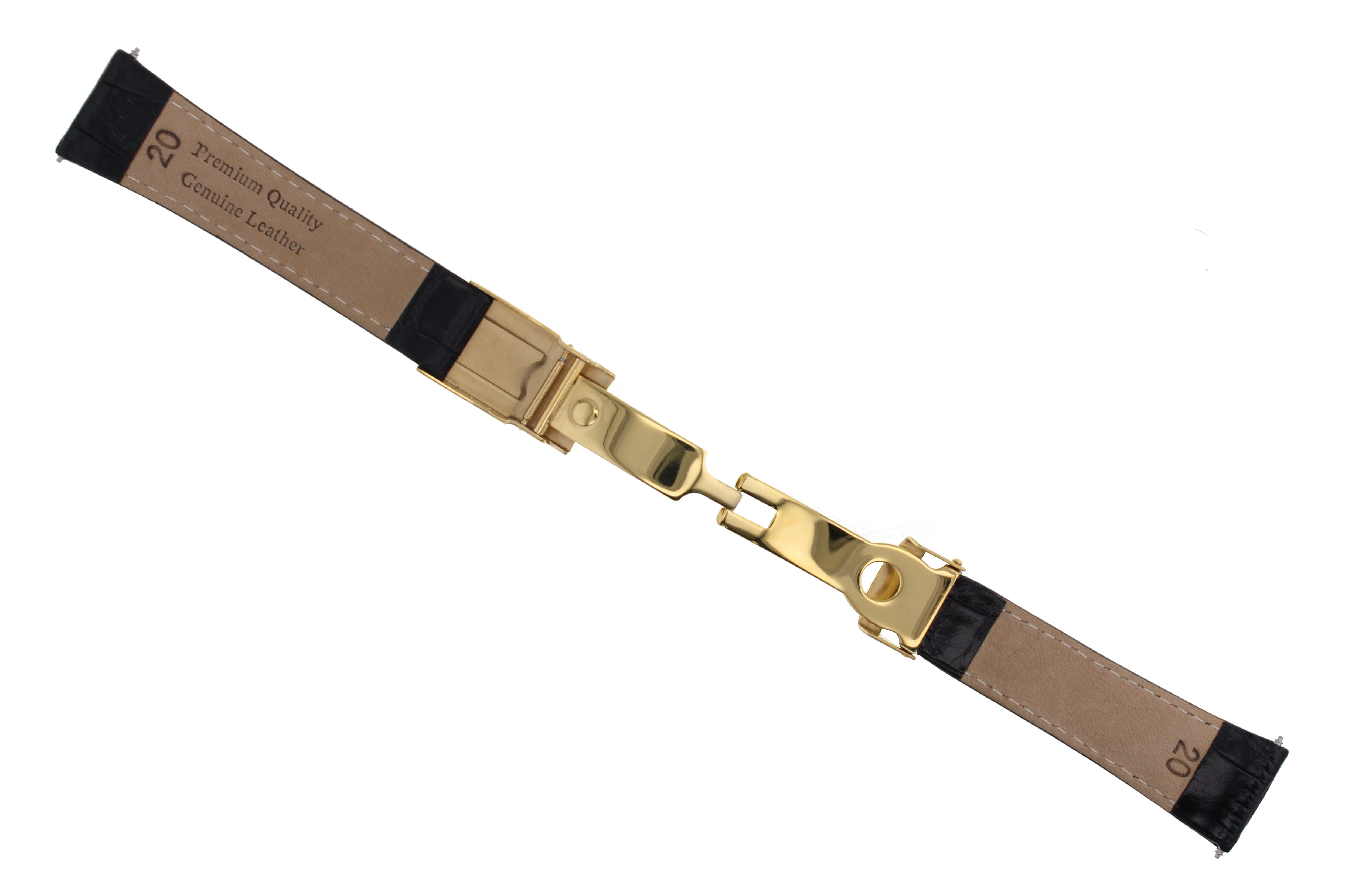 LEATHER STRAP FOR ROLEX DAYTONA 16518 16519 16520 BLACK WS SHORT GOLD