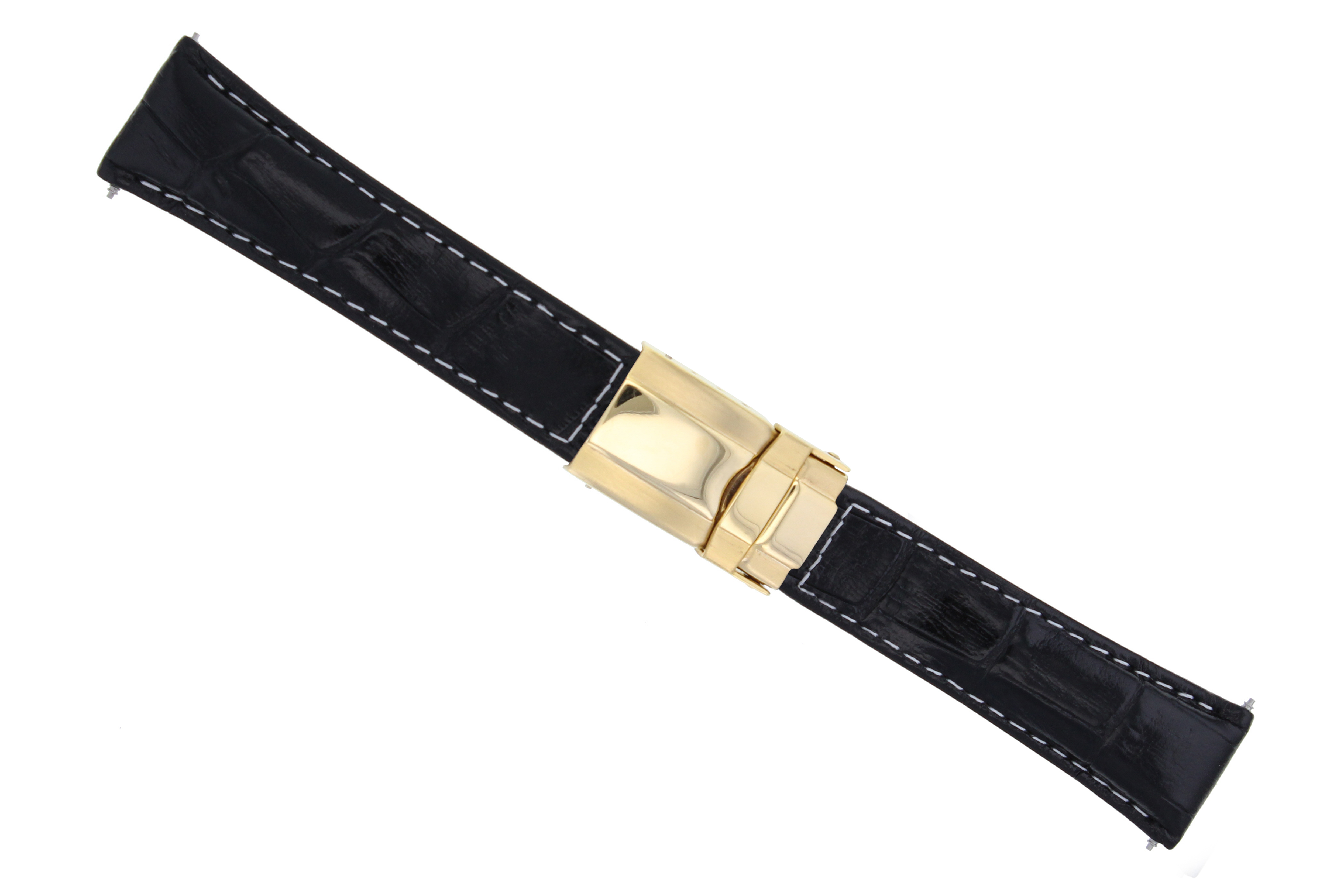 LEATHER STRAP FOR ROLEX DAYTONA 16518 16519 16520 BLACK WS SHORT GOLD