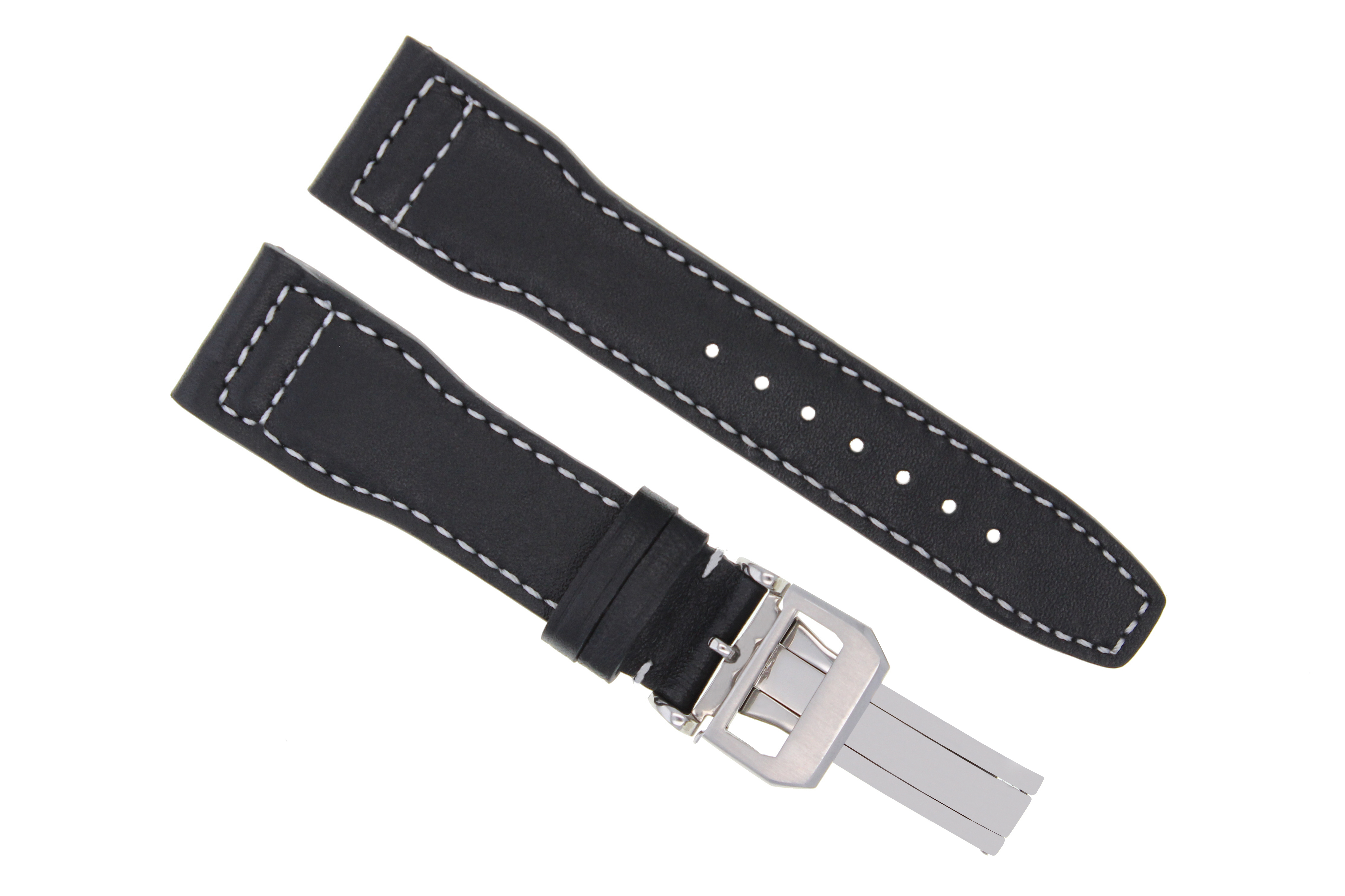 20MM CALF LEATHER WATCH STRAP BAND BUCKLE CLASP FOR IWC PILOT TOP GUN BLACK WS Ewatchparts