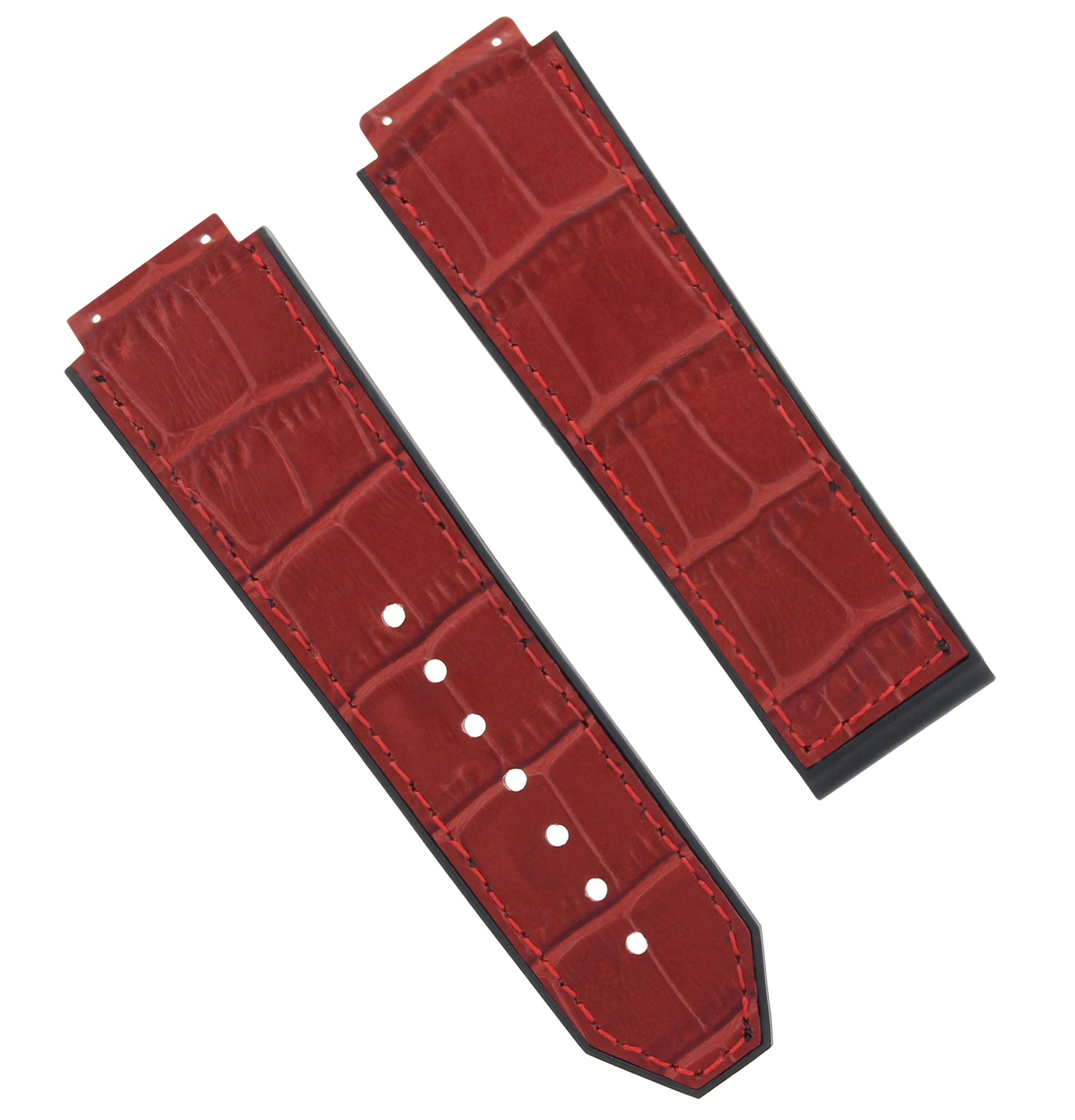 25MM ALLIGATOR LEATHER RUBBER BAND STRAP CLASP FOR 4445MM HUBLOT H BIG