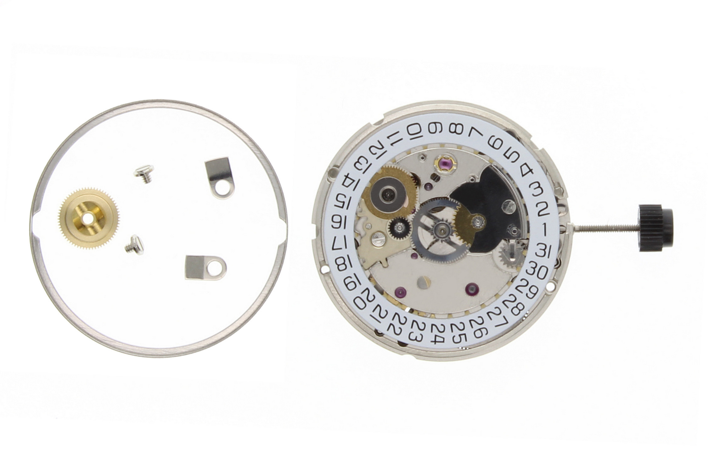 Genuine Eta 24 2 New Watch Movement 25 Jewel Date 3 Auto Nickel Swiss Made Ewatchparts