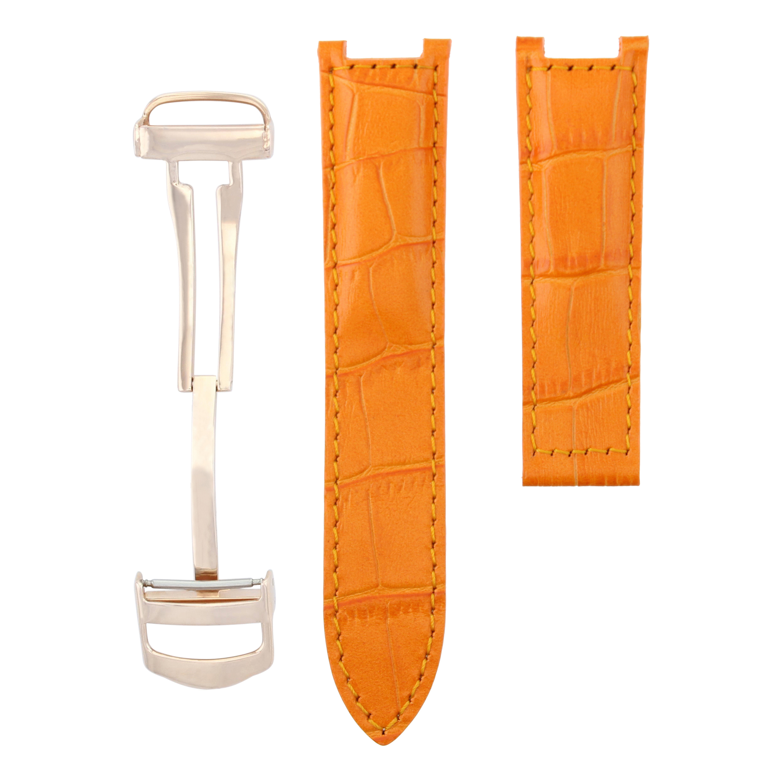 LEATHER WATCH BAND STRAP FOR CARTIER PASHA 1033, 2308 2324 18MM ORANGE ROSE | Ewatchparts