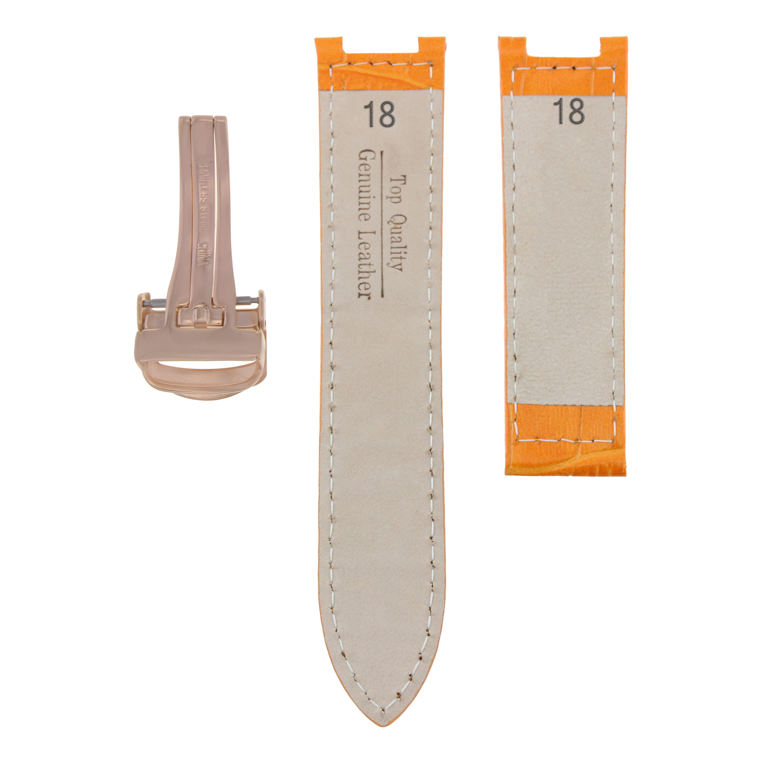 LEATHER WATCH BAND STRAP FOR CARTIER PASHA 1033, 2308 2324 18MM ORANGE ROSE | Ewatchparts