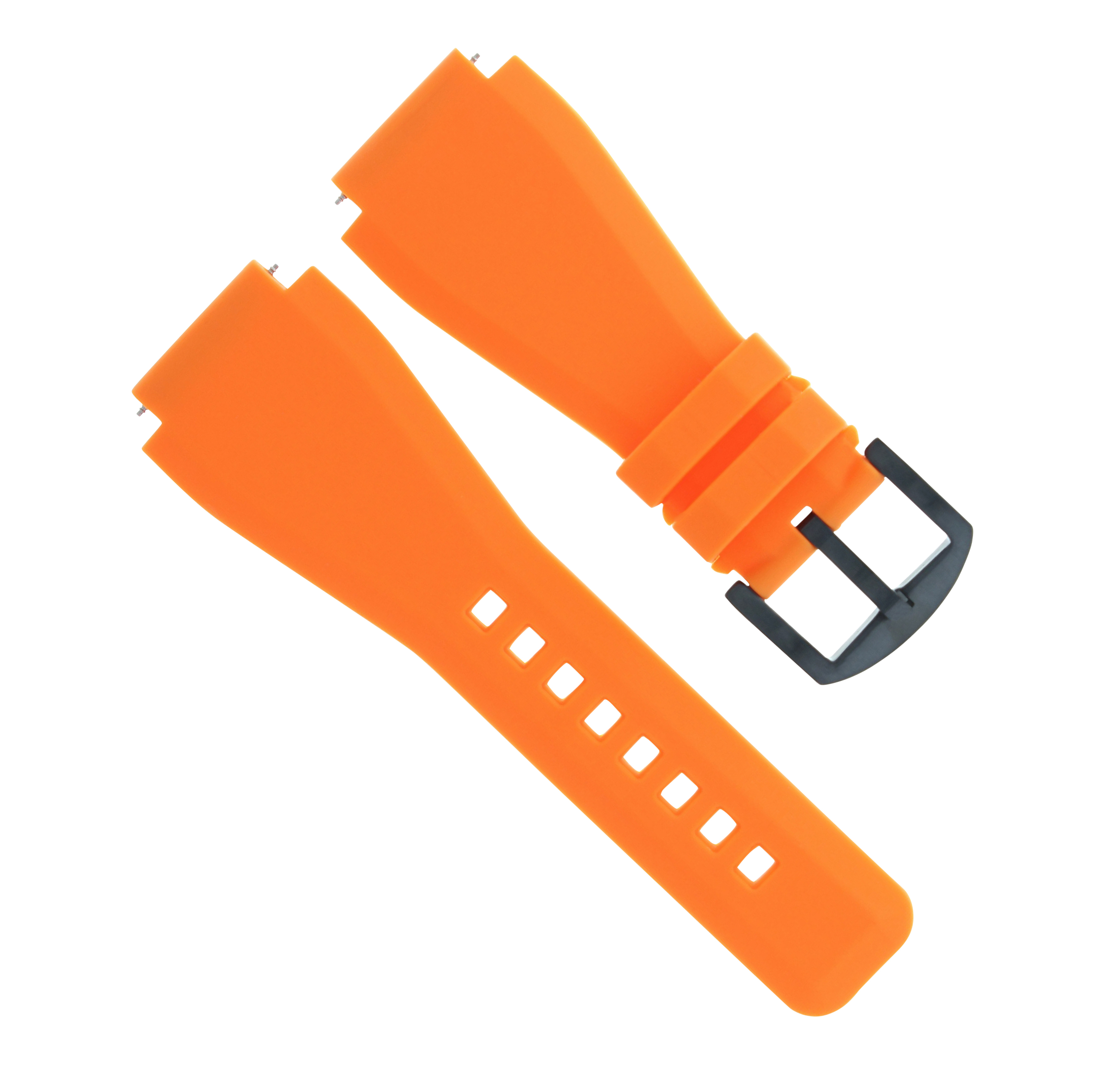 24MM RUBBER WATCH BAND STRAP FOR BELL ROSS BR01BR03 ORANGE BLACK PVD