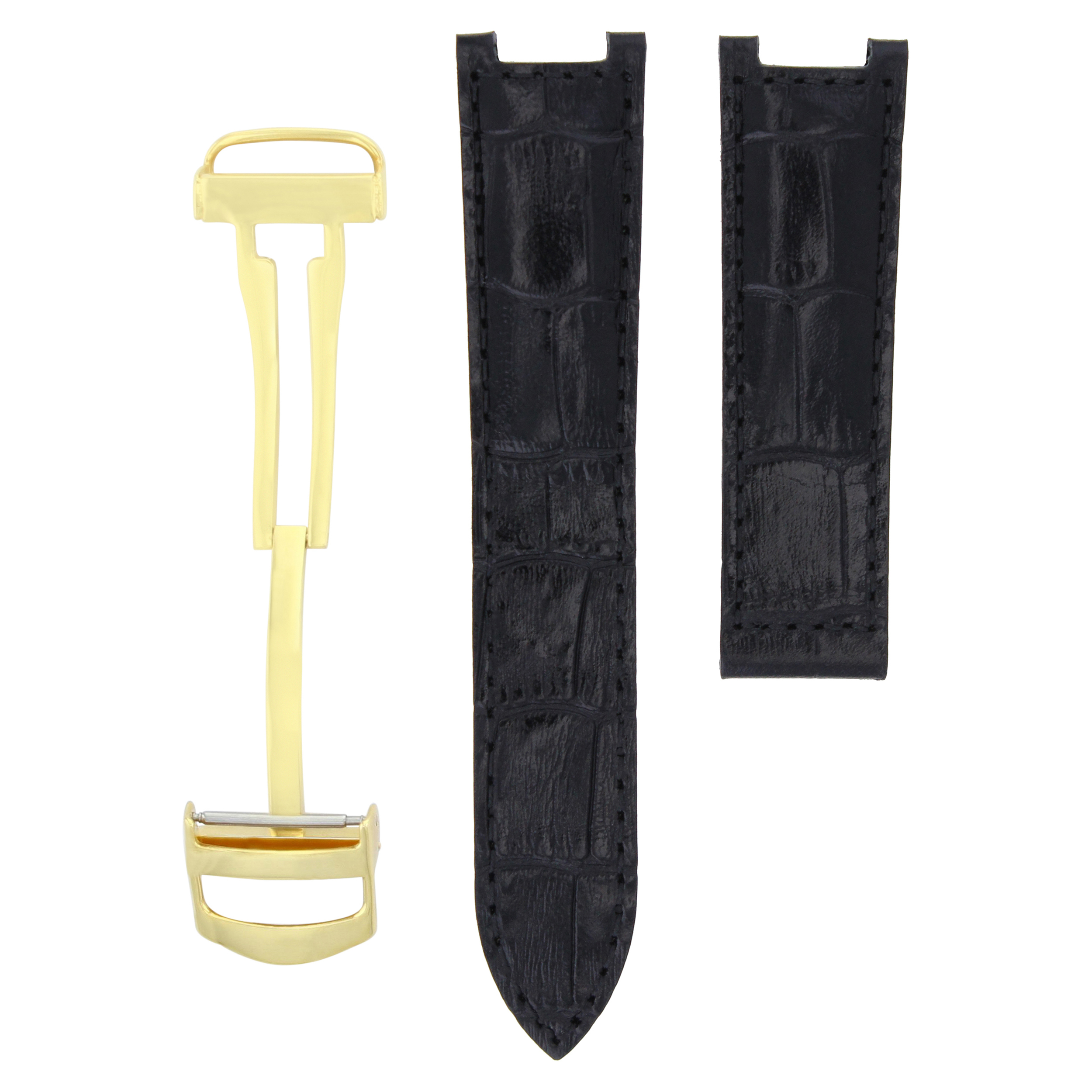 LEATHER BAND STRAP DEPLOYMENT BUCKLE FOR 40MM/42MM CARTIER PASHA 21MM