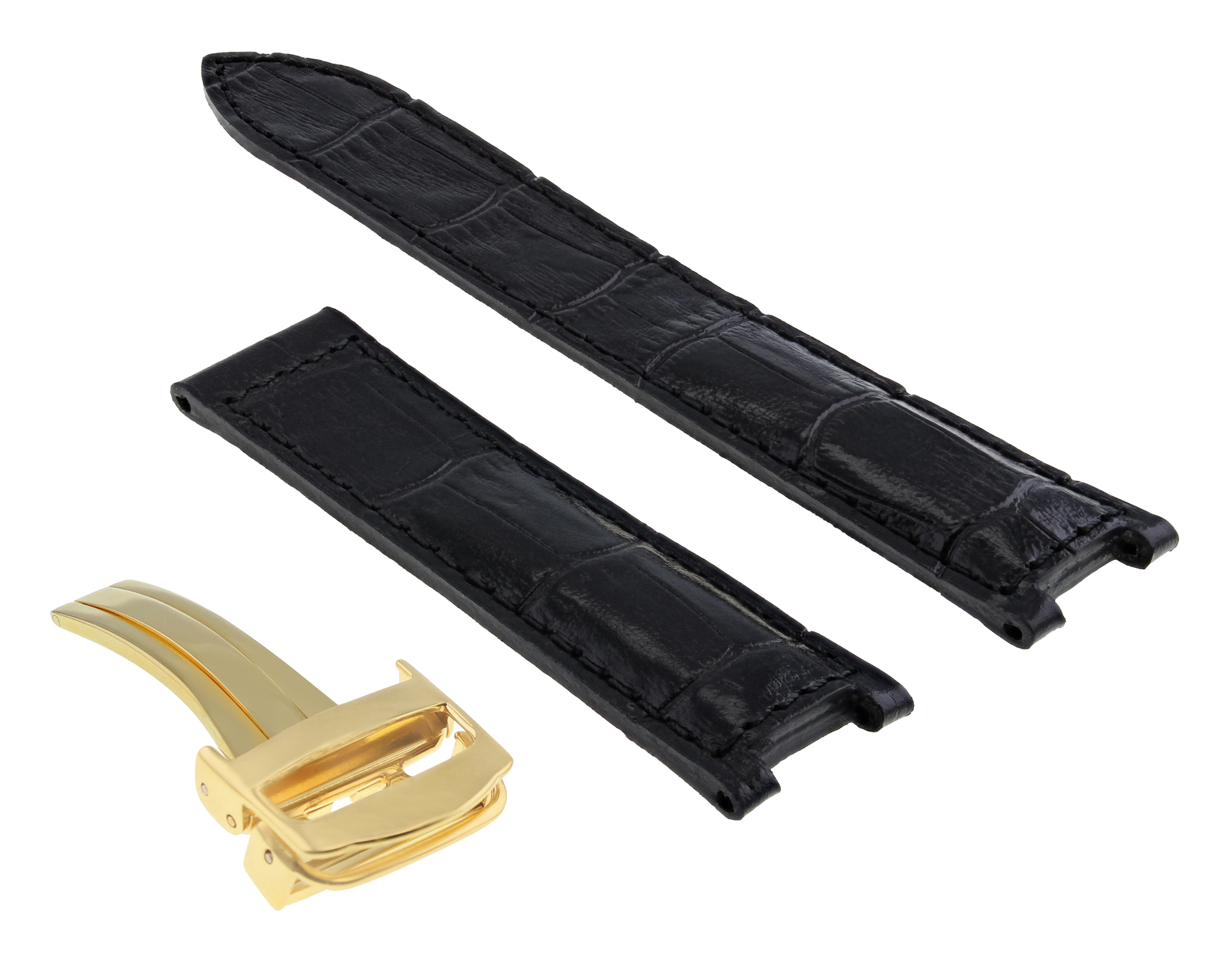 LEATHER BAND STRAP DEPLOYMENT BUCKLE FOR 40MM/42MM CARTIER PASHA 21MM