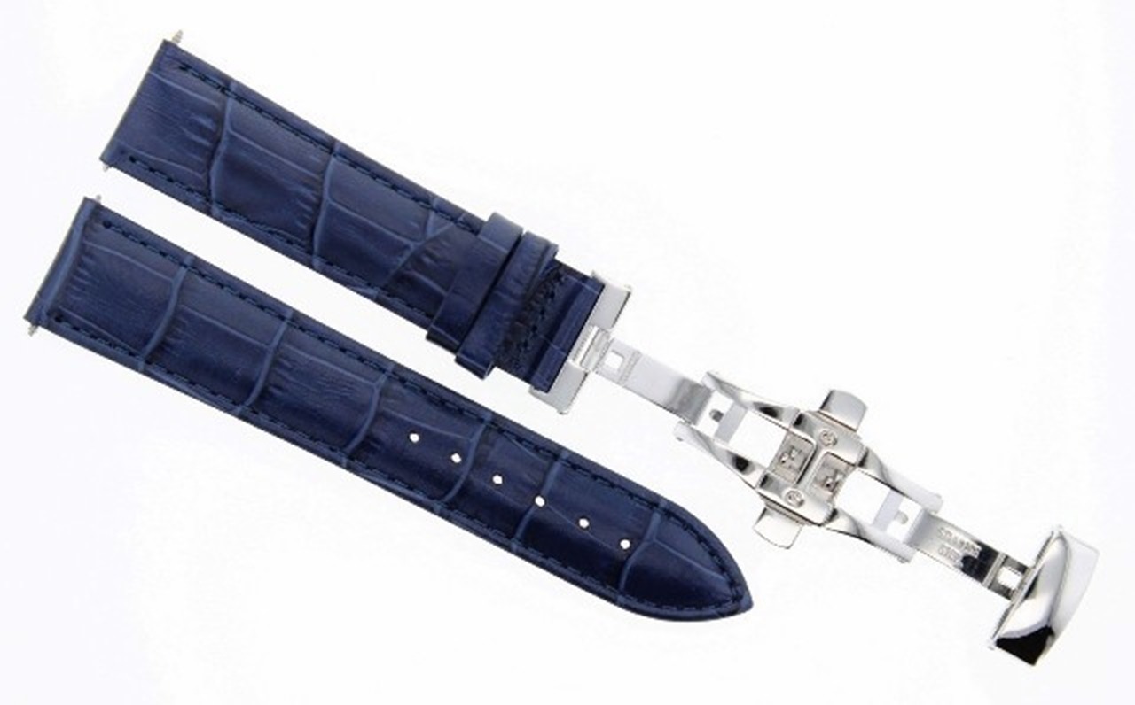 19/16MM LEATHER BAND STRAP BUTTERFLY DEPLOYMENT CLASP FOR OMEGA DEVILLE