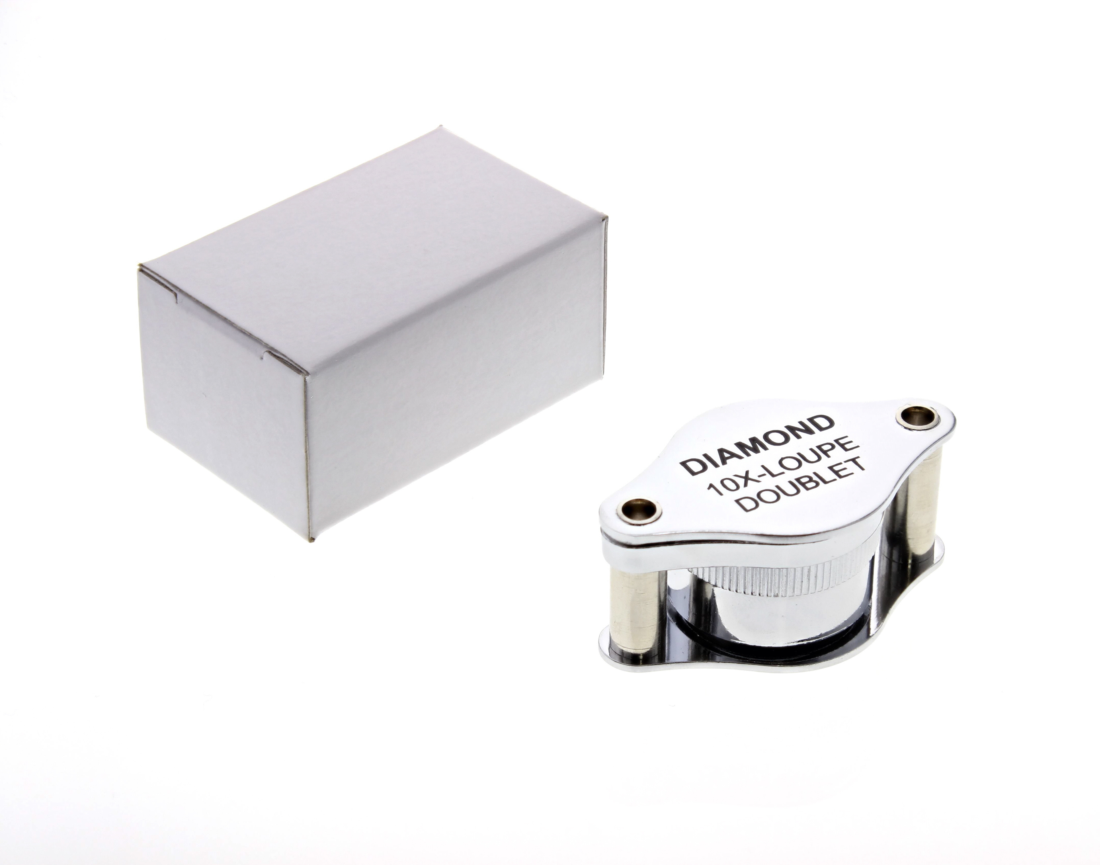 JEWELERS LOUPE 10X POWER DIAMOND DOUBLET LOUPE SILVER MAGNIFIER TOOL S