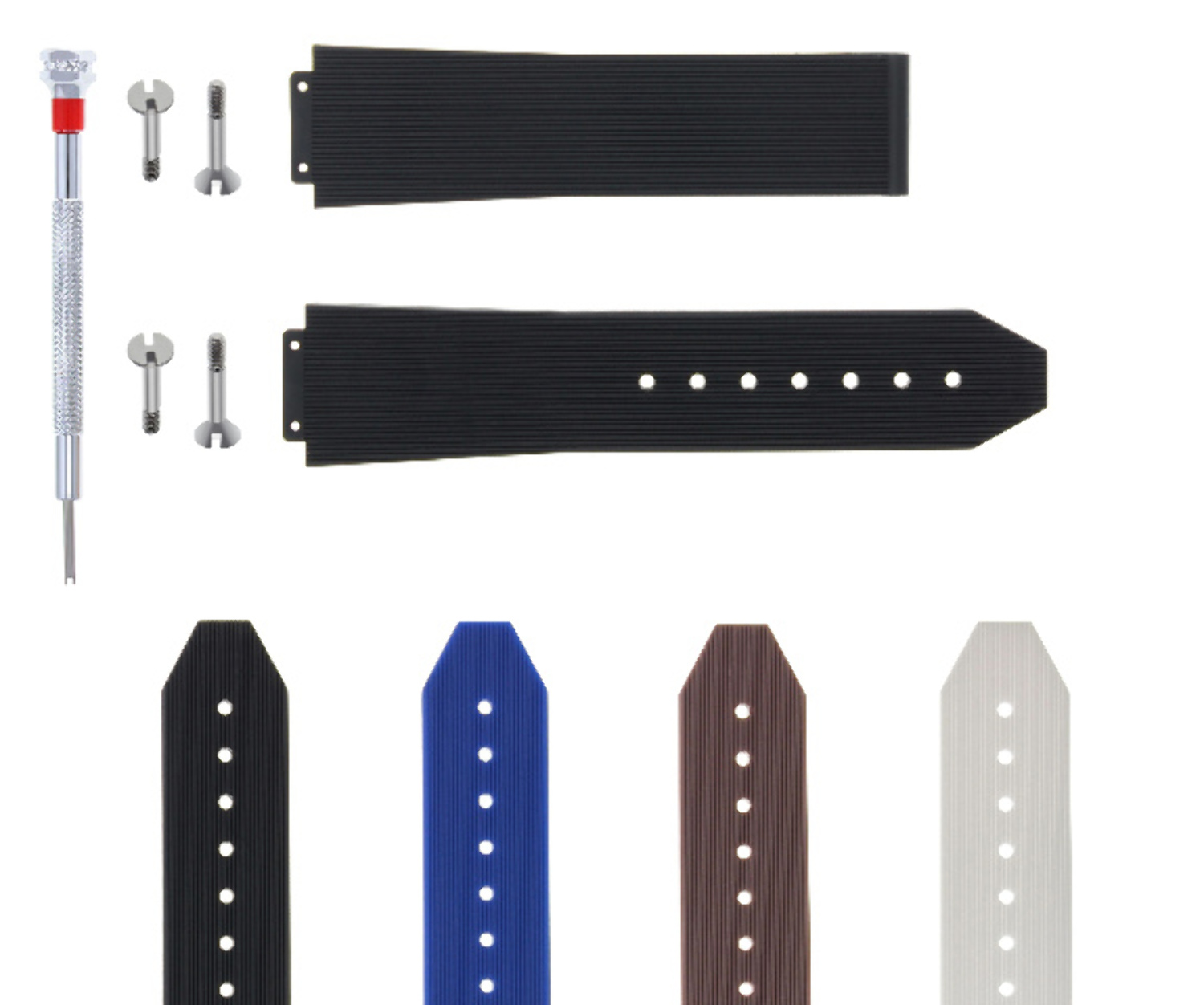 212425MM RUBBER SILICONE WATCH BAND STRAP FOR H HUBLOT W/4 SCREW