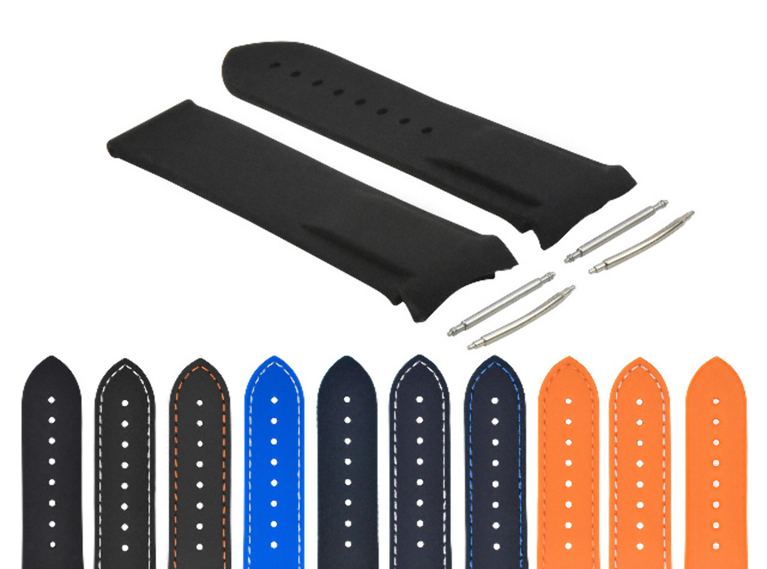 2022MM RUBBER DIVER WATCH STRAP BAND FOR OMEGA SEAMASTER WATCH CURVED