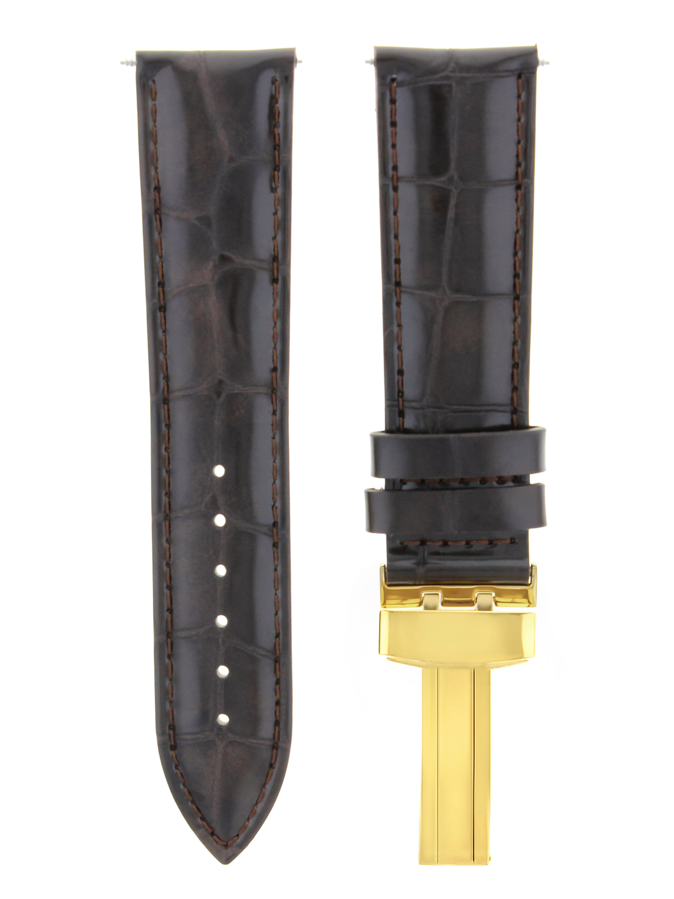 1724MM LEATHER WATCH STRAP BAND DEPLOYMENT CLASP FOR BREITLING GOLD