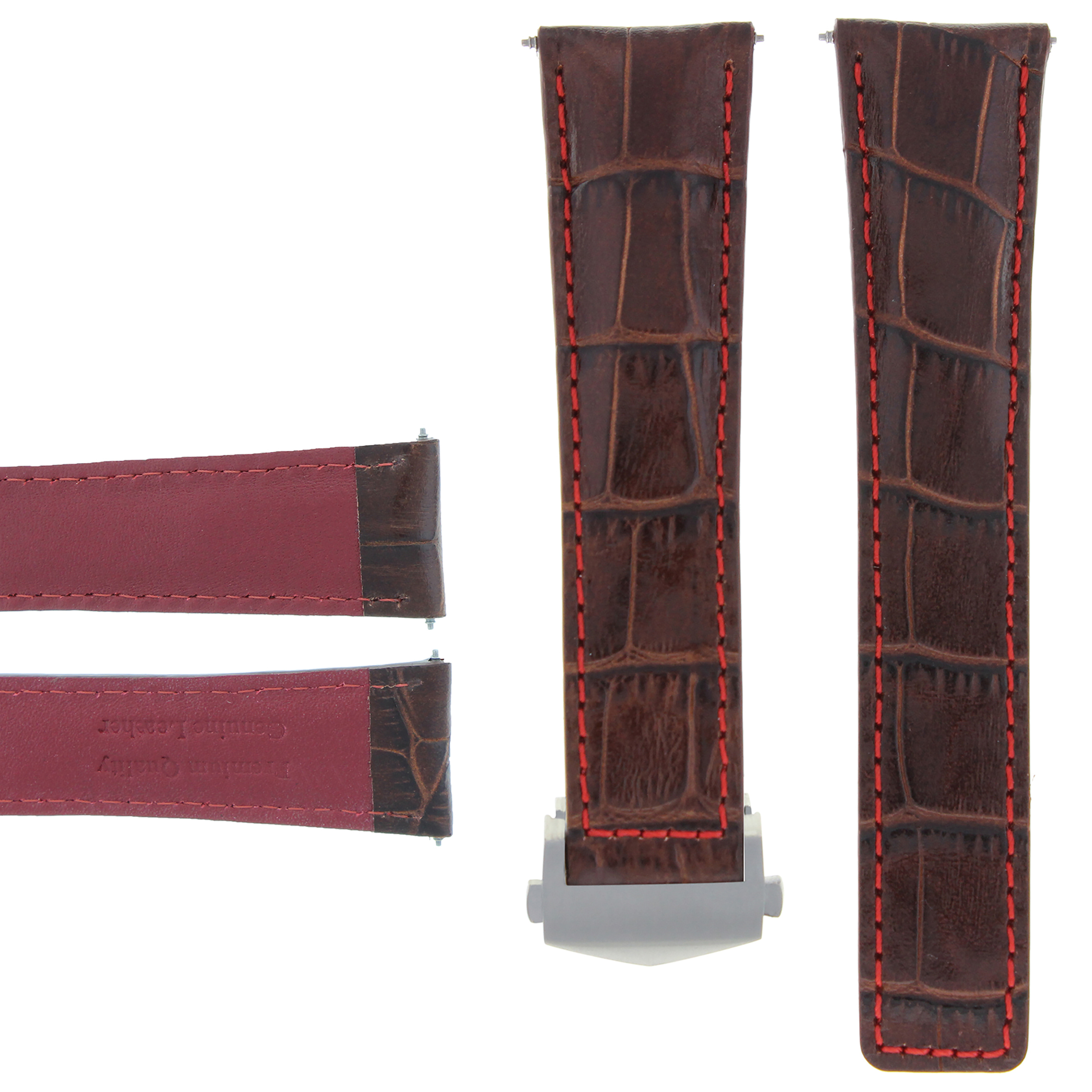 20MM LEATHER BAND STRAP CLASP FOR TAG HEUER CARRERA MONACO BROWN ORANGE