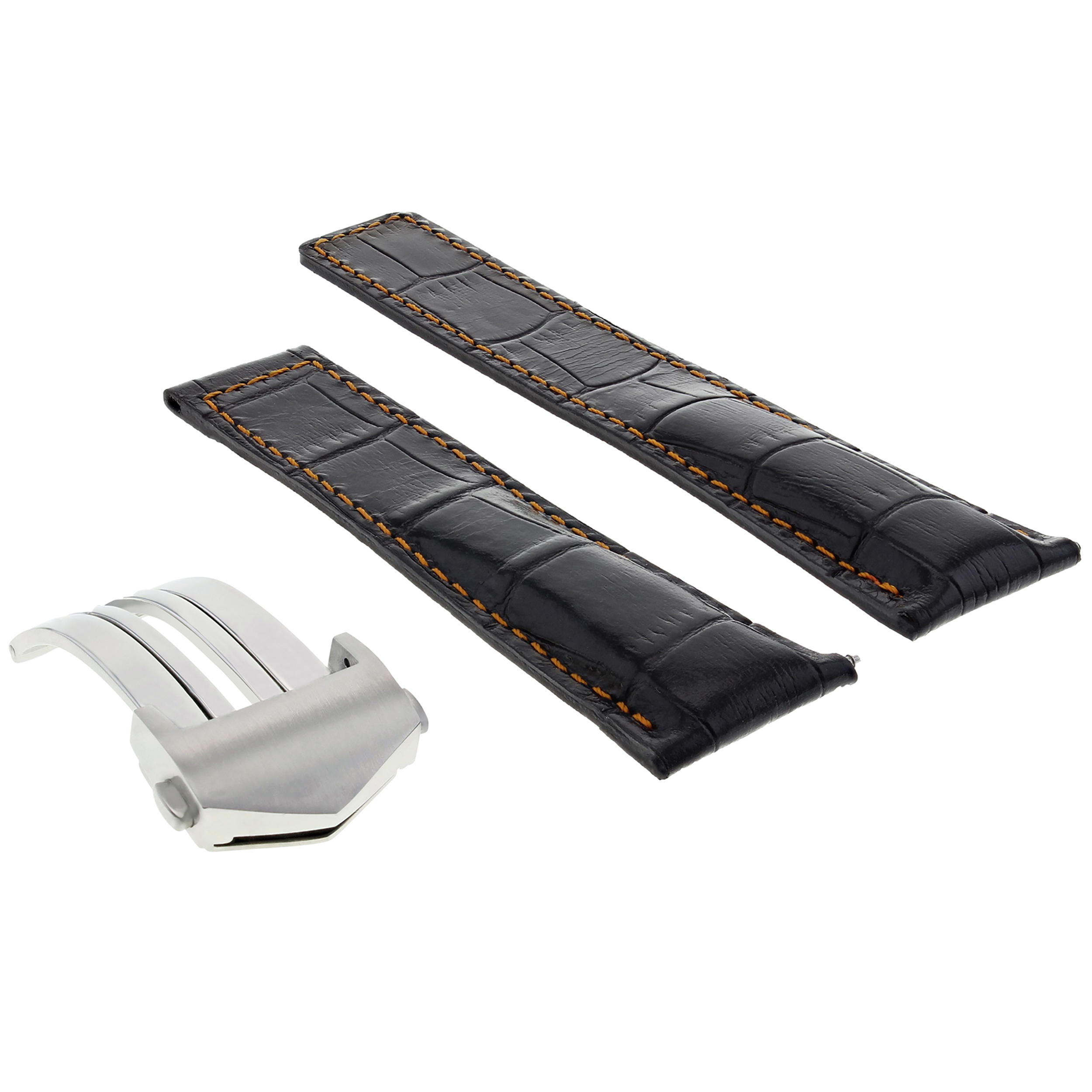 22MM LEATHER BAND STRAP FOR TAG HEUER CARRERA MONACO BLACK OS FIT