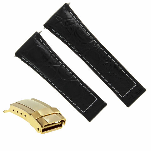 CROC LEATHER WATCH STRAP FOR ROLEX DAYTONA REGULAR BLACK TAN GREEN YELLOW GOLD - Picture 7 of 21