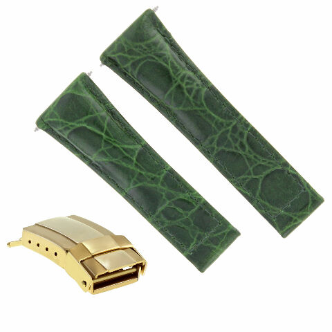 CROC LEATHER WATCH STRAP FOR ROLEX DAYTONA REGULAR BLACK TAN GREEN YELLOW GOLD - Picture 16 of 21