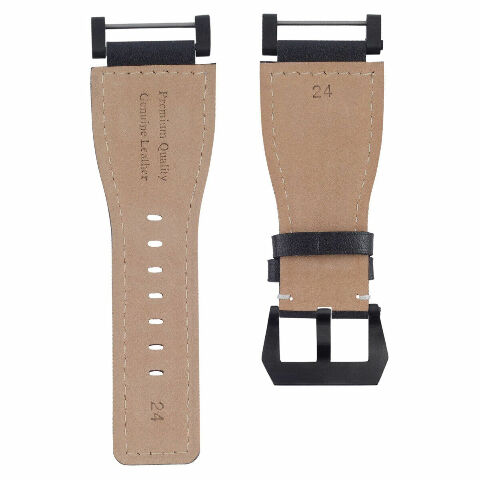 24MM FOR SUUNTO CORE REPLACEMENT SMOOTH LEATHER WATCH BAND STRAP + BLACK PVD ADA - Picture 41 of 81