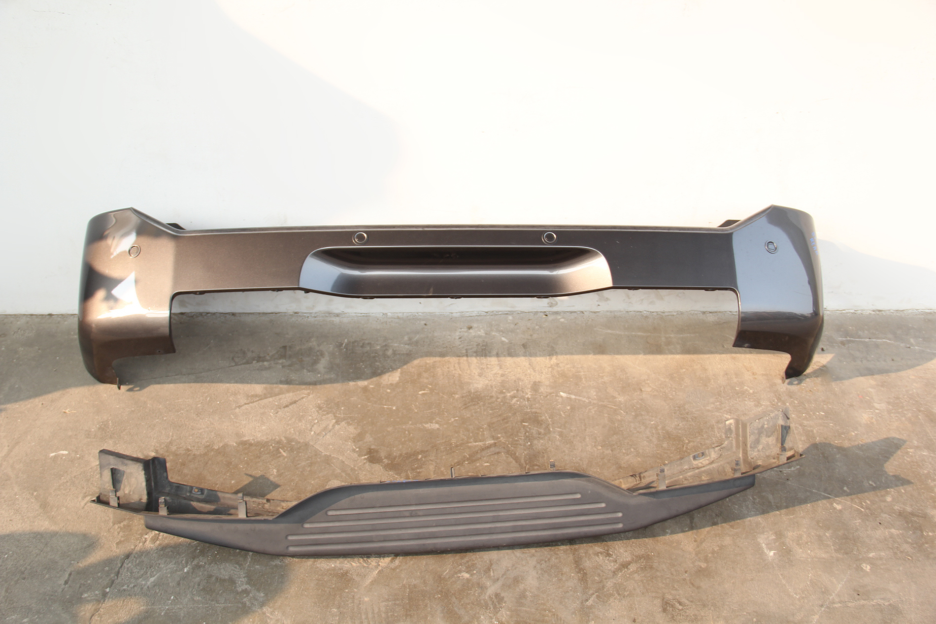 Infiniti QX56 Rear Bumper Cover 2 Piece w/Park Assist Sonar Grey OEM 04