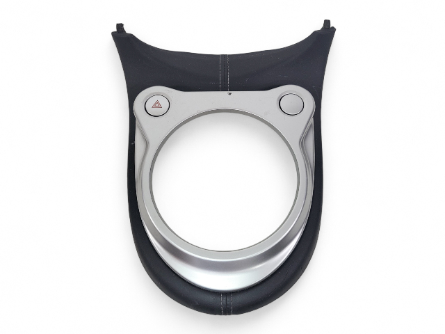 Nissan 370Z 09-20 Automatic Shifter Black/Silver Bezel Console Finish 96941-1EA0A, E038, OEM, 2009, 2010, 2011, 2012, 2013, 2014, 2015, 2016, 2017, 2018, 2019, 2020