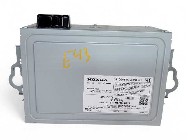 Honda Accord 18-20 Radio Stereo Audio Receiver 39100-TVA-A03, E043, OEM, 2018, 2019, 2020
