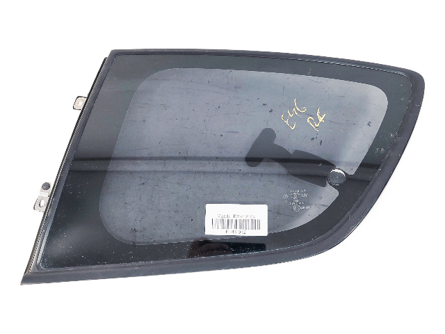 Mazda RX-8 RX8 04-11 Rear Door Window Glass Left/Driver Quarter FE01-73-5G0E, E046, OEM, 2004, 2005, 2006, 2007, 2008, 2009, 2010, 2011