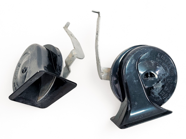 Mazda RX-8 RX8 04-11 High Low Horn Set Kit Factory F151-66-79YA, E046, OEM, 2004, 2005, 2006, 2007, 2008, 2009, 2010, 2011