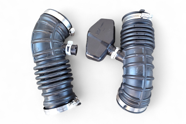 Nissan 370Z 09-20 Air Cleaner Duct Tube Right/Left Set, 16576-EY00B, 16576-EY00A, E047, OEM, 2009, 2010, 2011, 2012, 2013, 2014, 2015, 2016, 2017, 2018, 2019, 2020