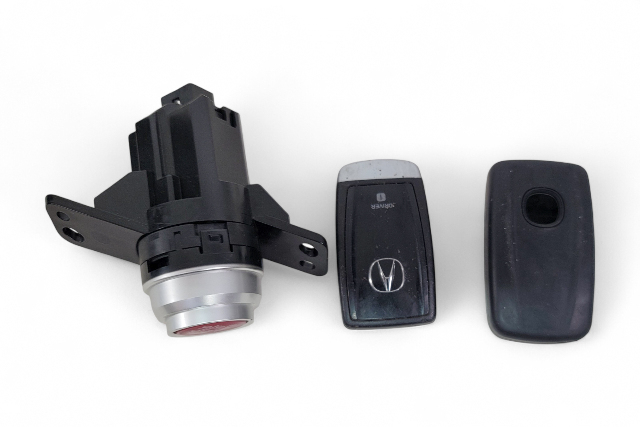 Acura MDX 14-20 Engine Start Stop Ignition Switch Button W/Fob Key, Key Case Set(3) 35881-TZ5-A01 E051, OEM, 2014, 2015, 2016, 2017, 2018, 2019, 2020