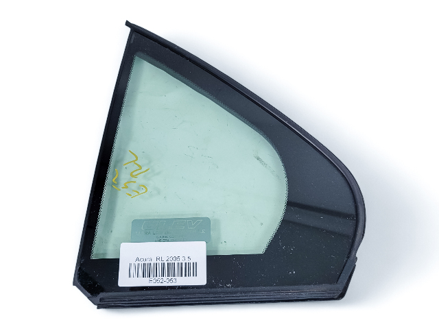 Acura RL 05-10 Rear Left/Driver Vent Glass 73460-SJA-A04, E052, OEM, 2005, 2006, 2007, 2008, 2009, 2010