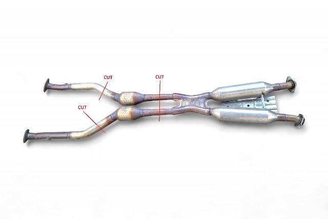 Lexus GS350 13-16 Center Exhaust Pipe Muffler Front 17410-31D10, E053, OEM, 2013, 2014, 2015, 2016