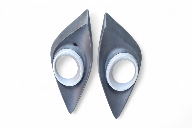 Mazda 3 Speed 10-13 Front Bumper Cover Fog Light Grille Bezel Left/Right, Set, BBN6-50-C11C, E054, OEM, 2010, 2011, 2012, 2013