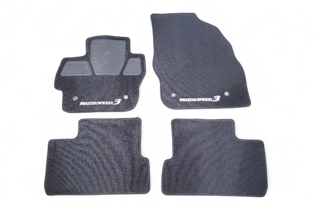 Mazda 3 Speed 09-13 Carpet Floor Mats 4 Piece Set Black, 0000-8B-L65, E054, OEM, 2009, 2010, 2011, 2012, 2013