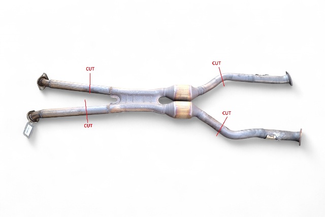 Lexus RC F 15-23 Center Exhaust Pipe Muffler Front 17410-38511, E055, OEM, 2015, 2016, 2017, 2018, 2019, 2020, 2021, 2022, 2023