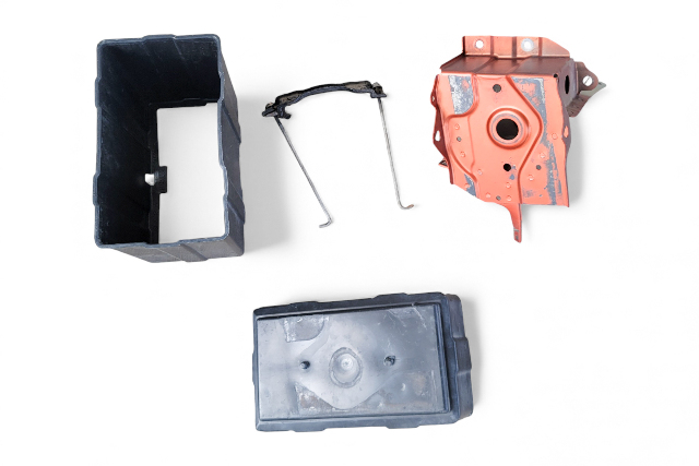 Honda Element 03-11 Battery Box Tray and Mounting Hardware Set(4) 31521-S5A-000, E061, OEM, 2003, 2004, 2005, 2006, 2007, 2008, 2009, 2010, 2011