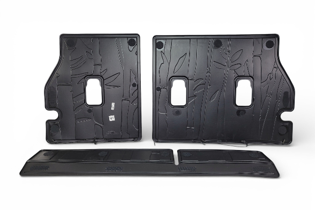 Subaru Forester 19-24 Rear Seat Back Protector 3 Piece Floor Mat Set Black J501SSJ310, E064, OEM, 2019, 2020, 2021, 2022, 2023, 2024