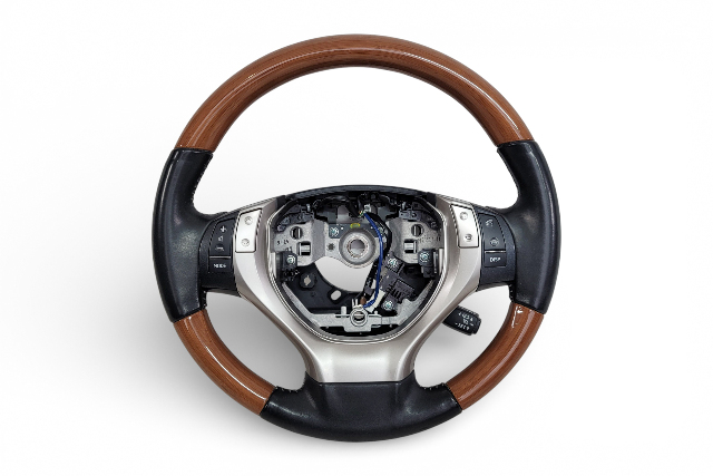 Lexus ES300H 13-14 Steering Wheel with Wood Grain Trim 45100-33810-C0, E068, OEM, 2013, 2014