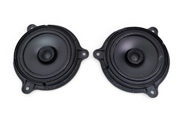 Nissan Leaf 15-24 Front/Rear Door Radio Audio Speaker Left/Right Set, 28156-9FF0A E070, OEM, 2015, 2016, 2017, 2018, 2019, 2020, 2021, 2022, 2023, 2024