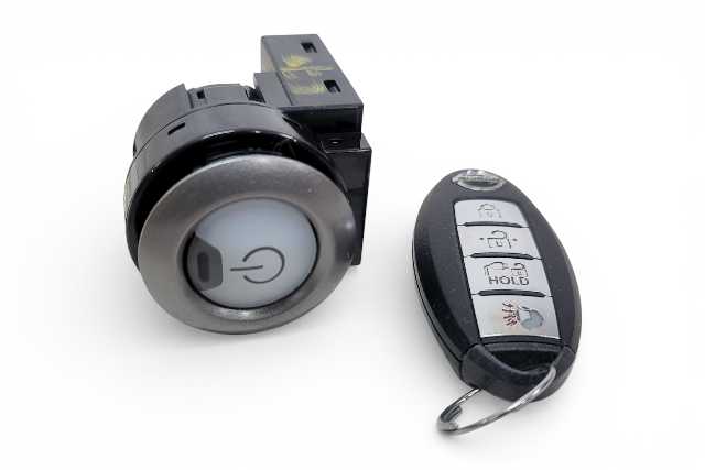 Nissan Leaf 13-17 Key Ignition Switch Key Fob Start-Stop 285E3-3NF4A, 25150-3NF0B, E070, OEM, 2013, 2014, 2015, 2016, 2017