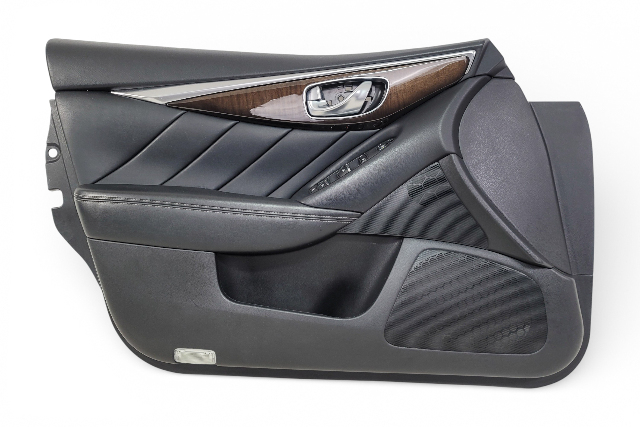 Infiniti Q50 14-21 Front Left Door Panel Black, 80901-4HH0A, E075, OEM, 2014, 2015, 2016, 2017, 2018, 2019, 2020, 2021
