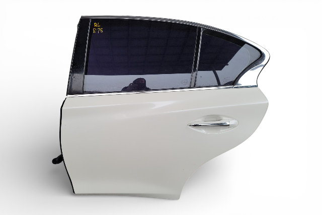 Infiniti Q50 14-23 Sedan Door Assembly, Rear Left, Electric White H210A-4GAMA, E075, OEM, 2014, 2015, 2016, 2017, 2018, 2019, 2020, 2021, 2022, 2023, 2024