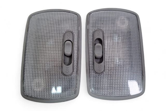 Honda Element 03-08 Rear Center & Rear Roof Interior Map Light Lamp Gray (Set of 2) 34250-S5P-A01, E076, OEM, 2003, 2004, 2005, 2006, 2007, 2008