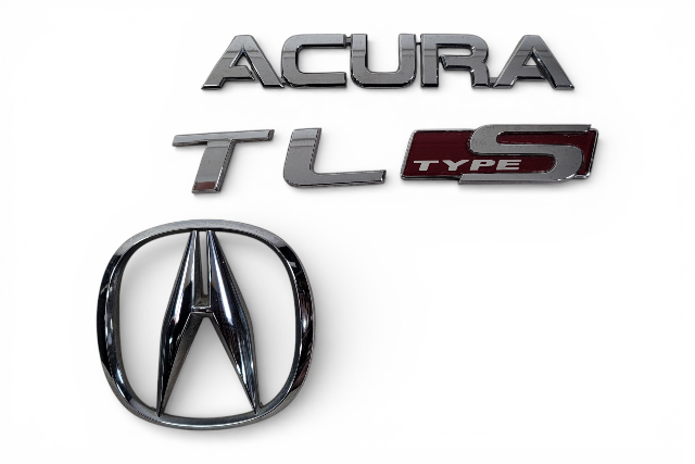 Acura TL 04-08 Trunk Deck Lid Emblem "ACURA", "TL", "TYPE-S" 75701-SEP-A00, F006, OEM, 2004, 2005, 2006, 2007, 2008